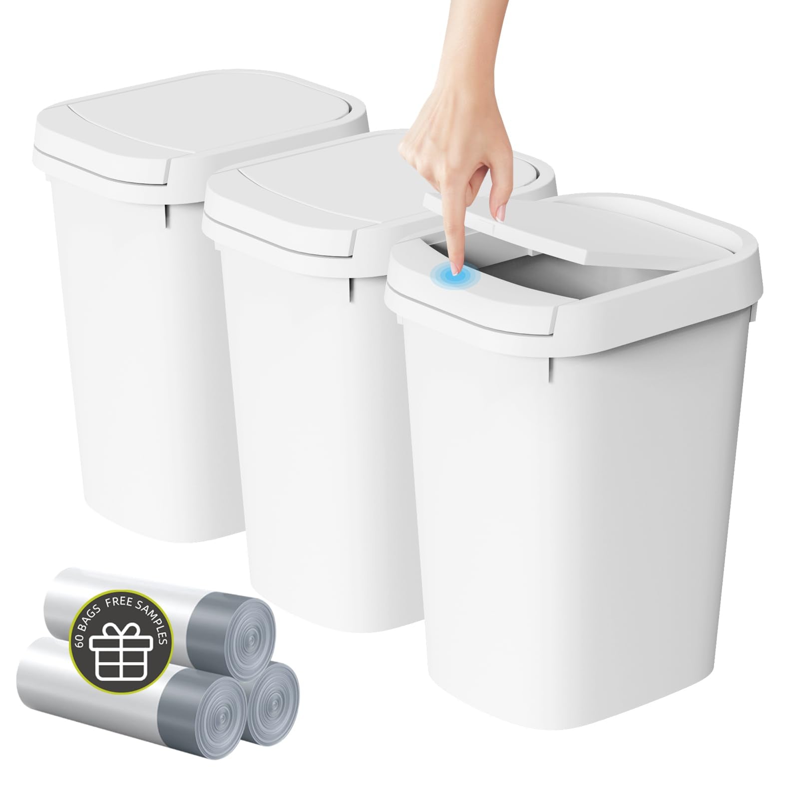 3 Pack Bathroom Small Trash Can with Lid (3 Count)