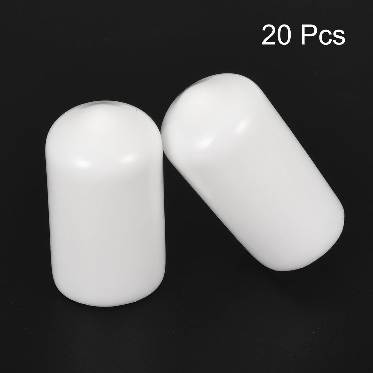 20pcs Rubber End Caps 11mm ID Vinyl Round End Cap Cover Screw Thread Protectors White