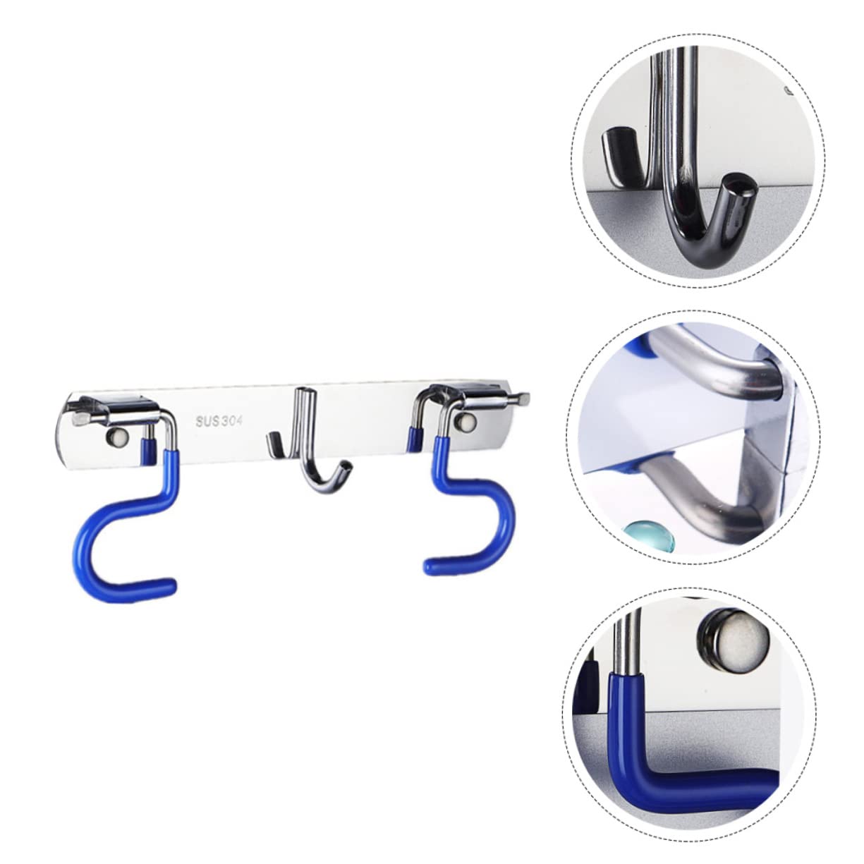 304 Stainless Steel Wall Mounted Mop Holder Heavy Duty Broom Gripper for Kitchen and Garden Adjustable Mop Hanger Easy Installation Space