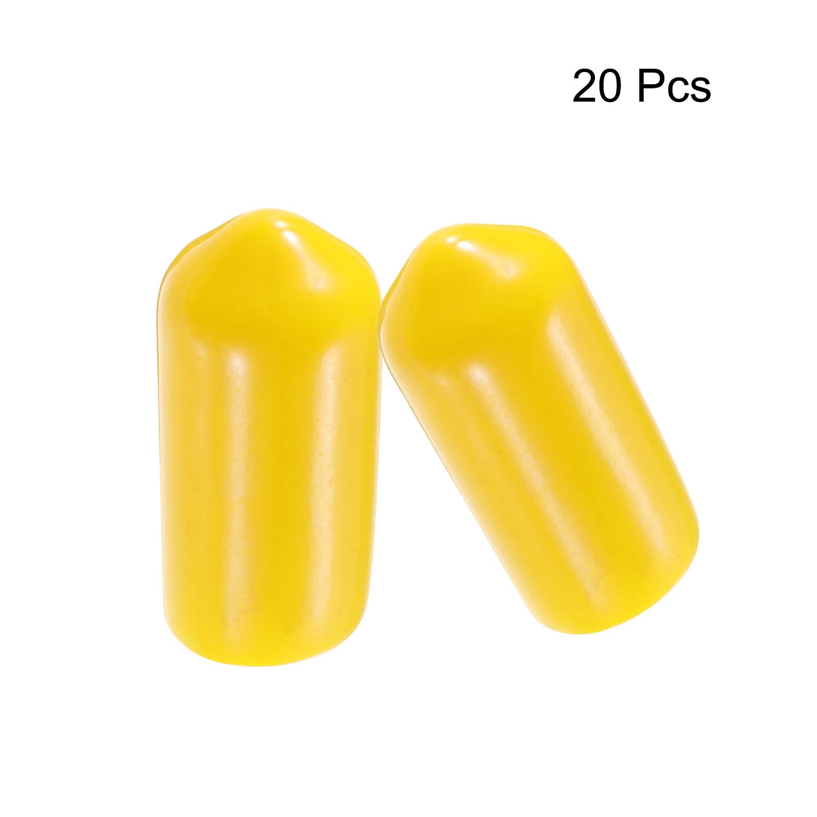 20pcs Rubber End Caps 7mm ID Vinyl PVC Round Tube Bolt Cap Cover Screw Thread Protectors Yellow