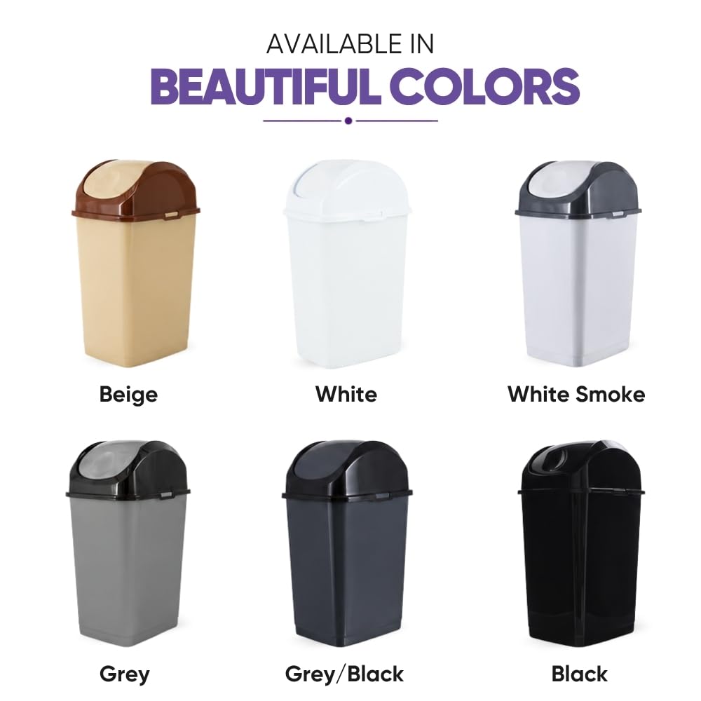 Small 2.5 Gallon Plastic Trash Can with Swing Top Lid