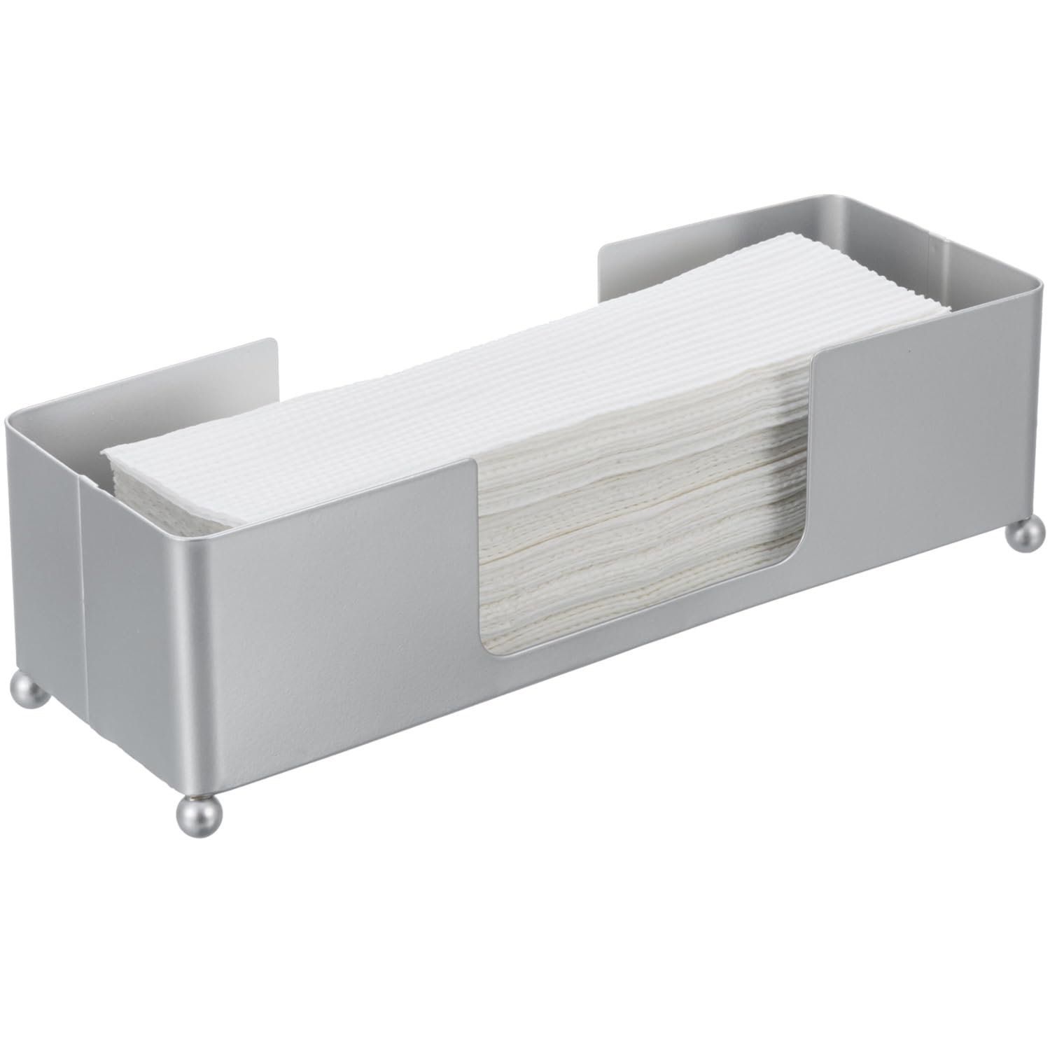 Modern Silver Tone Metal Tabletop Folded Paper Towel Dispenser