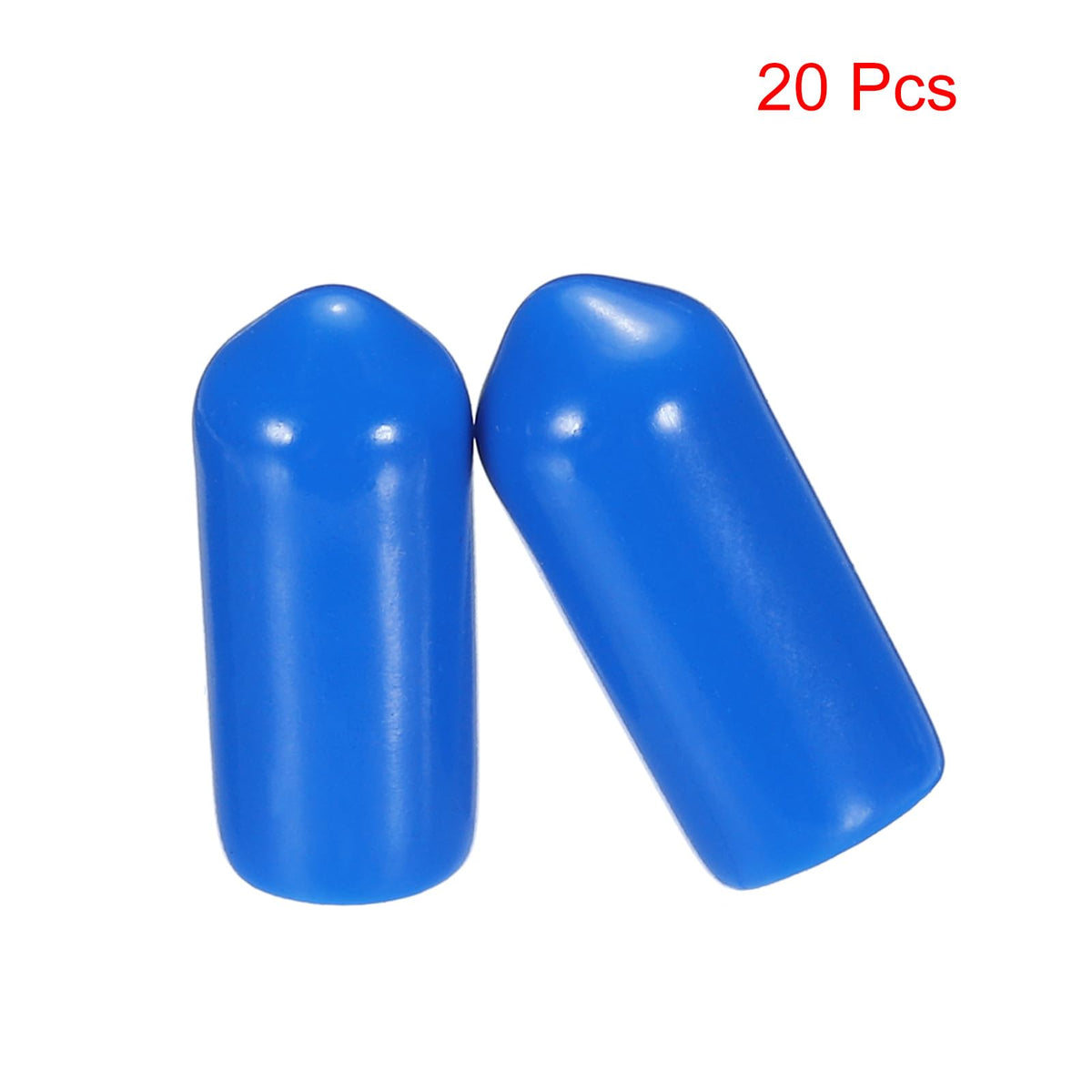 20pcs Rubber End Caps 6.5mm ID Vinyl PVC Round Tube Bolt Cap Cover Screw Thread Protectors Blue