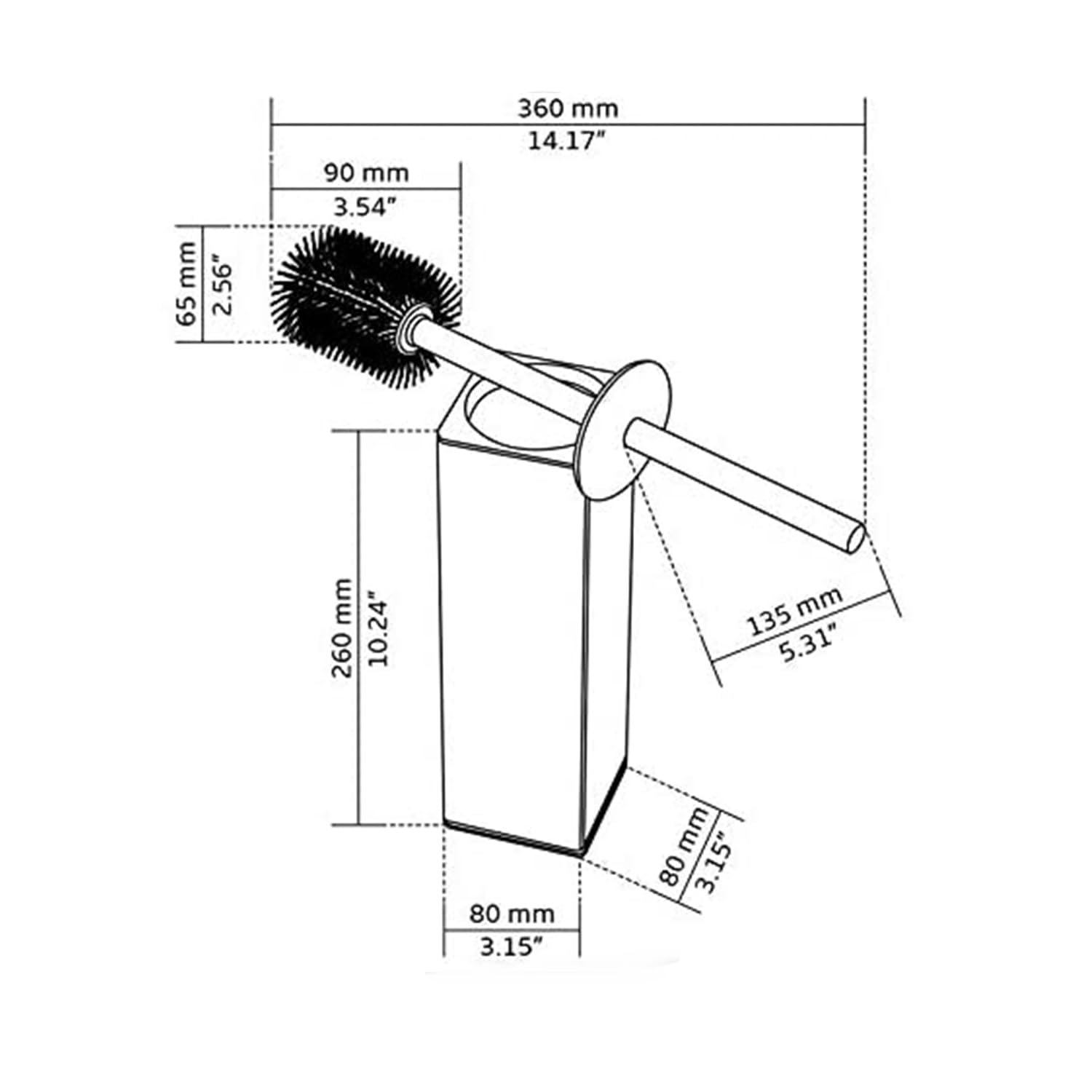 Standing Toilet Brush and Holder GunGrey Aluminium Toilet Bowl Cleaner Brush and Holder for Bathroom Storage and Organization