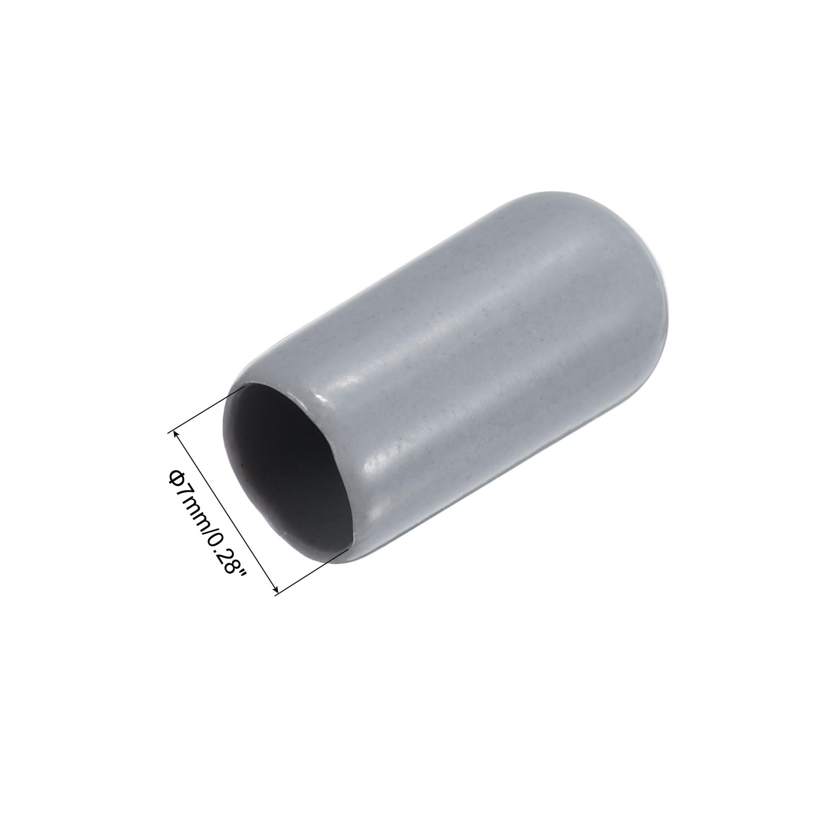 20pcs Rubber End Caps 7mm ID Vinyl PVC Round Tube Bolt Cap Cover Screw Thread Protectors Grey