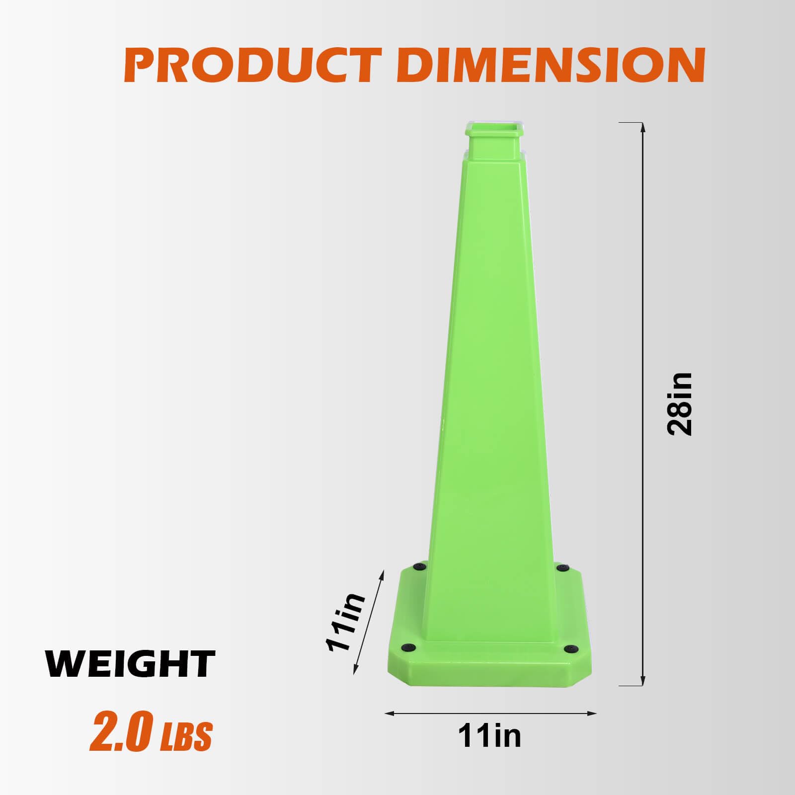 6 Pack 28 Inch Solid Green Traffic Cone
