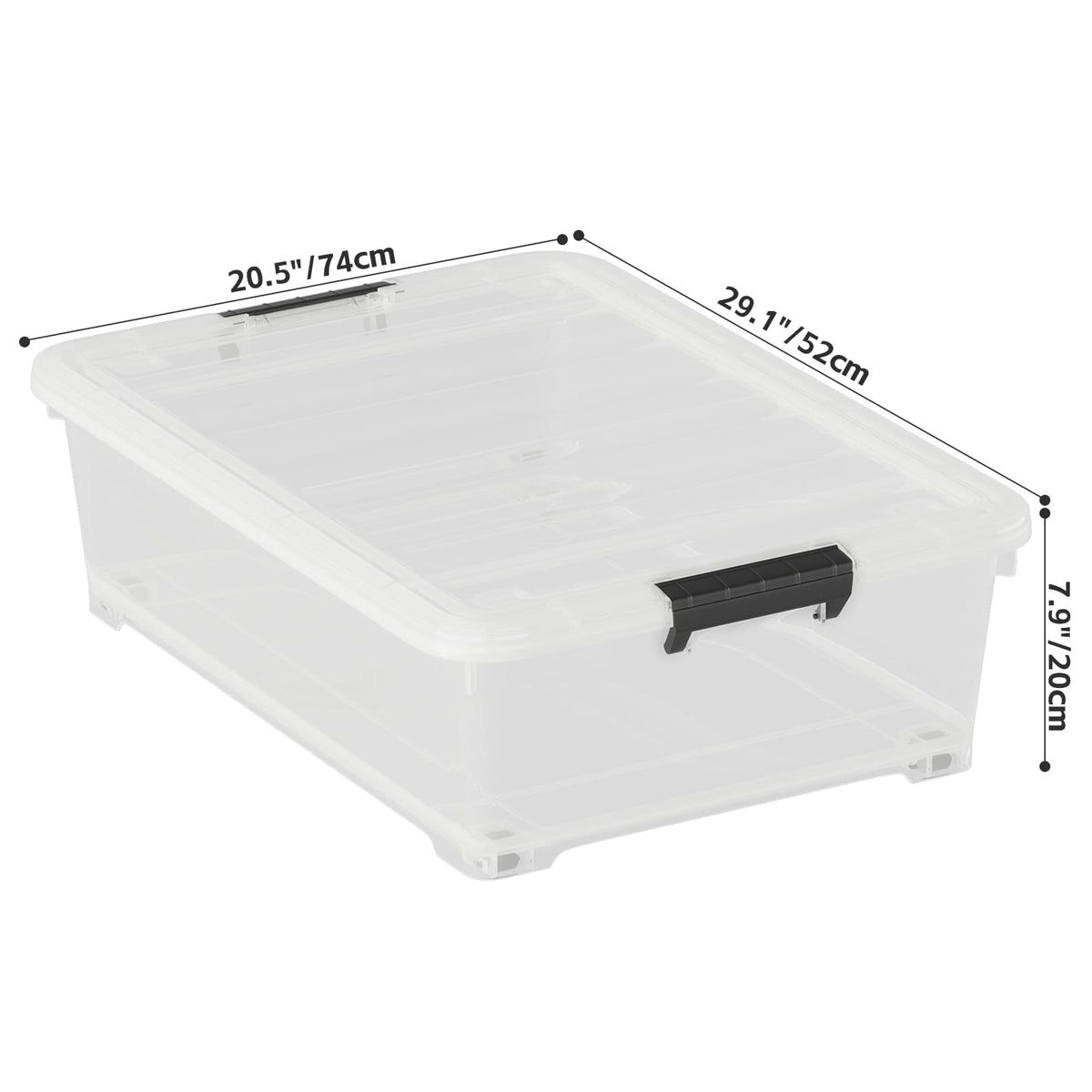 52 Quart Large Plastic Underbed Latching Storage Box (3 Count)