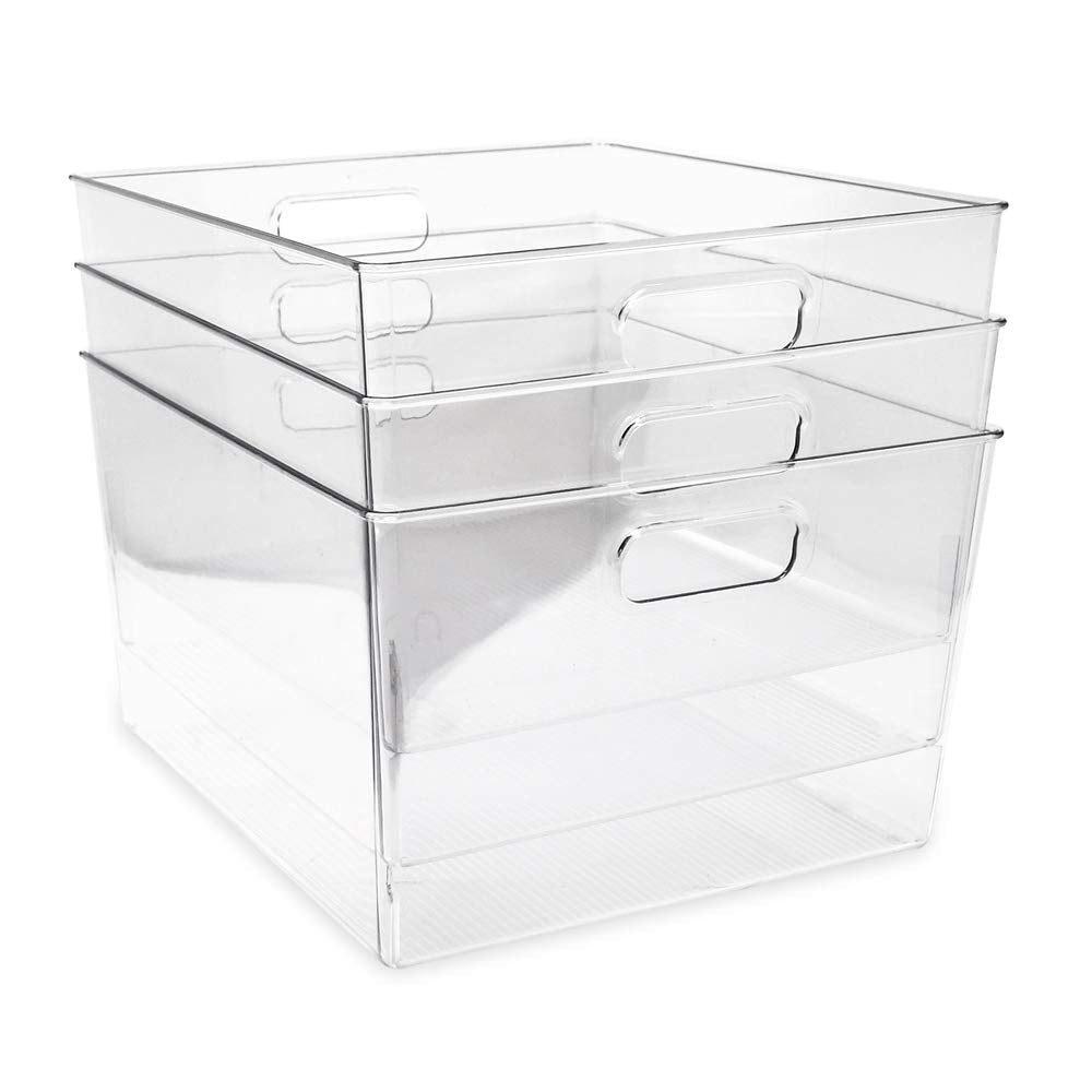 3 Pack XL Clear Storage Bins with Handles (3 Count)