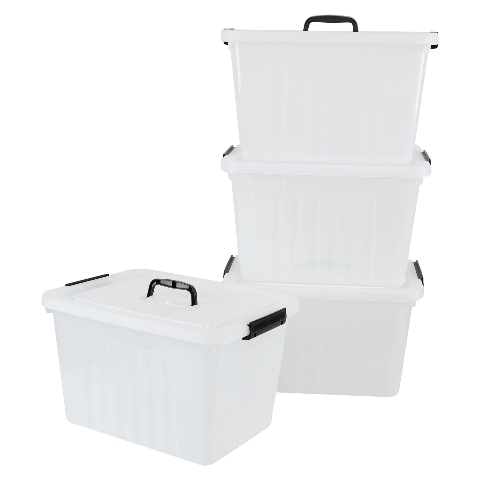 25 Qt Clear Plastic Storage Bin with Lid and Handles (4 Count)