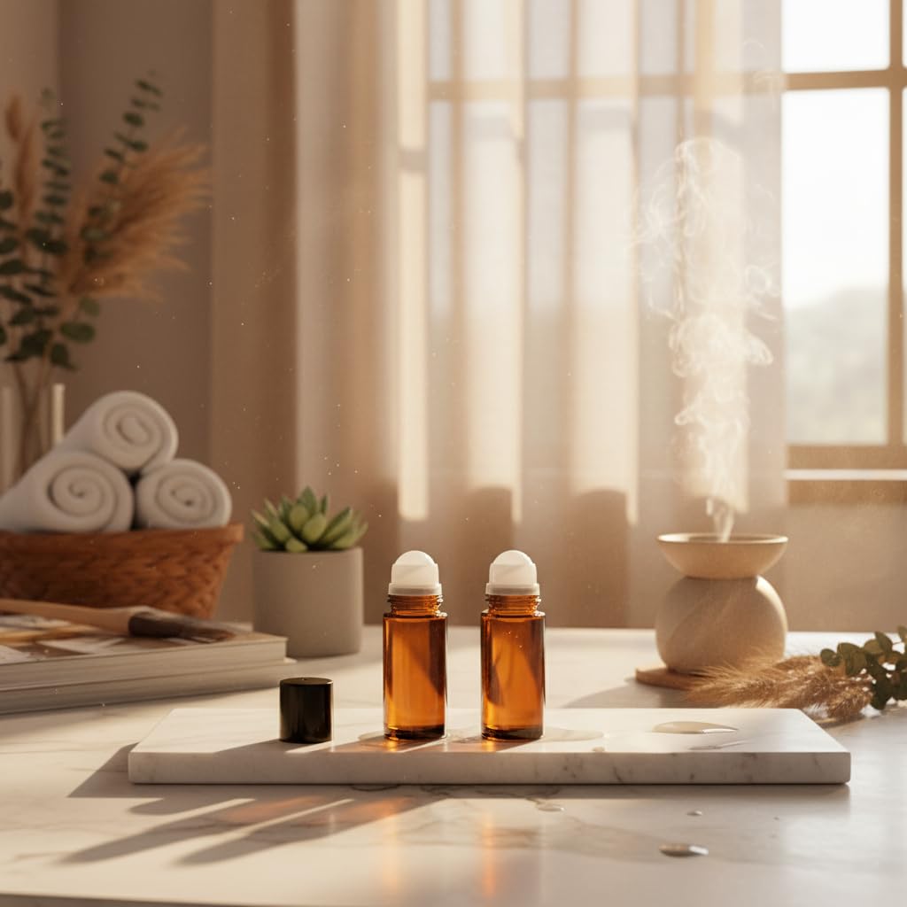 2Pcs Brown 30ml Glass Essential Oil Roller Bottles Refillable Roll on Bottles Empty Deodorant Bottle Containers Rollerball Beauty Personal Care Fragrance Cosmetics Tools (2 Count)
