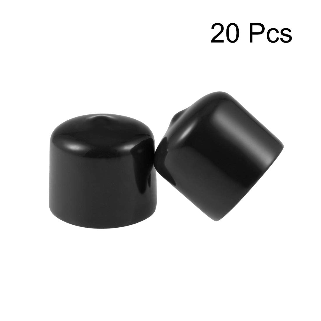 20pcs Rubber End Caps 26mm ID Vinyl Round Tube Bolt Cap Cover Thread Protectors Black (20 Count)