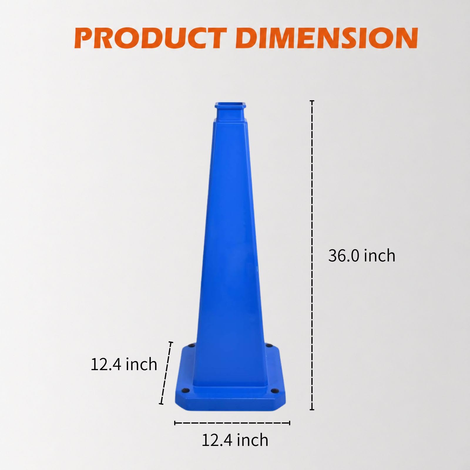 6 Pack 36 Inch Solid Blue Traffic Cone