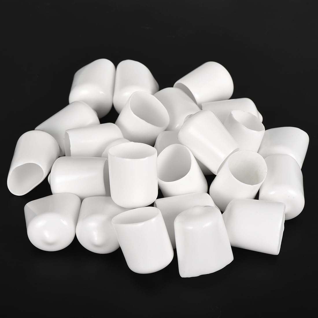 20pcs Rubber End Caps 16mm ID Vinyl Round End Cap Cover Screw Thread Protectors White