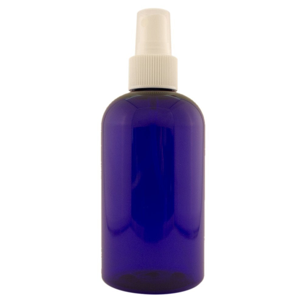 8 fl oz Cobalt Blue Plastic Bottle with White Spray Cap (8 Fl Oz)