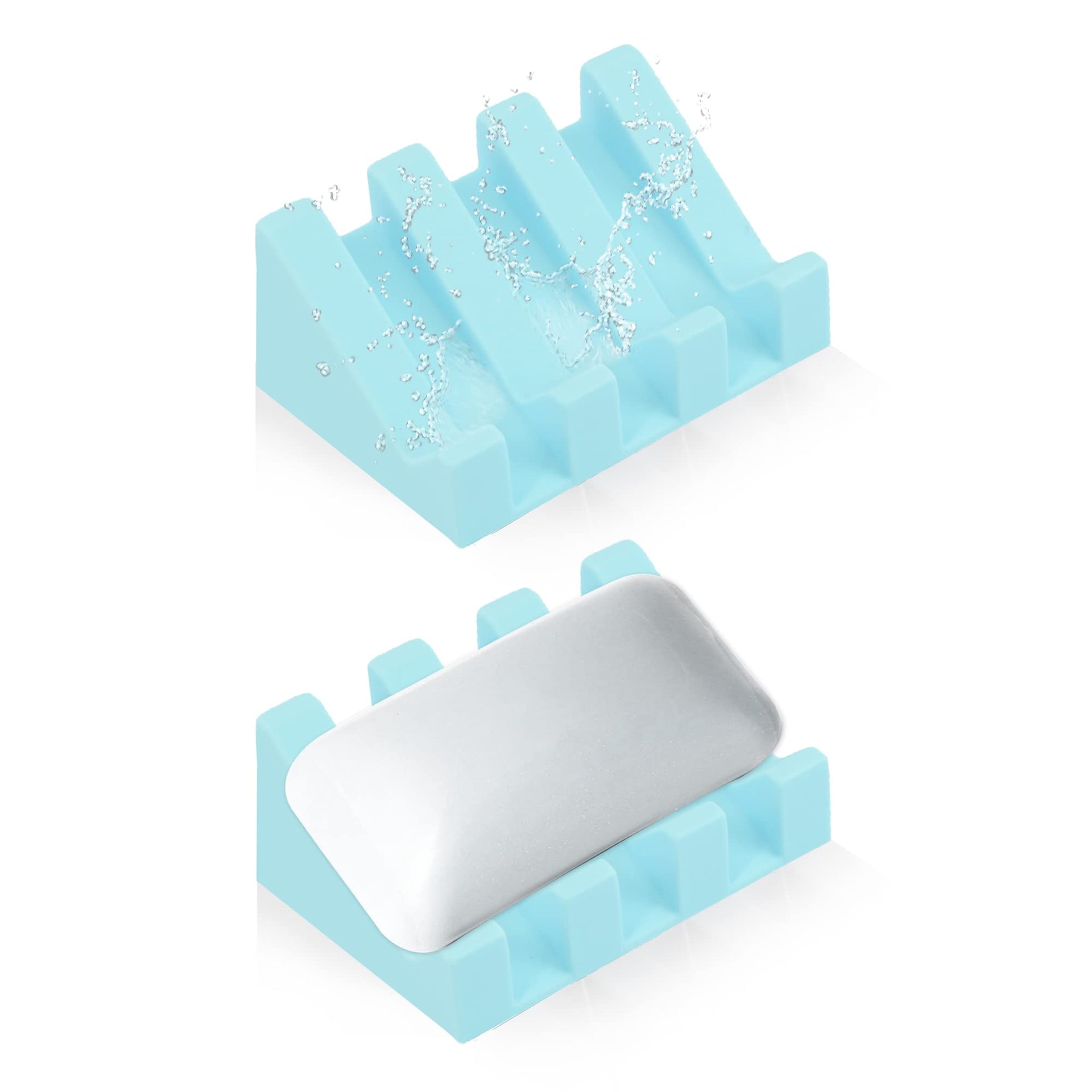 Silicone Soap Dish Self Draining for Shower & Kitchen (2 Count)