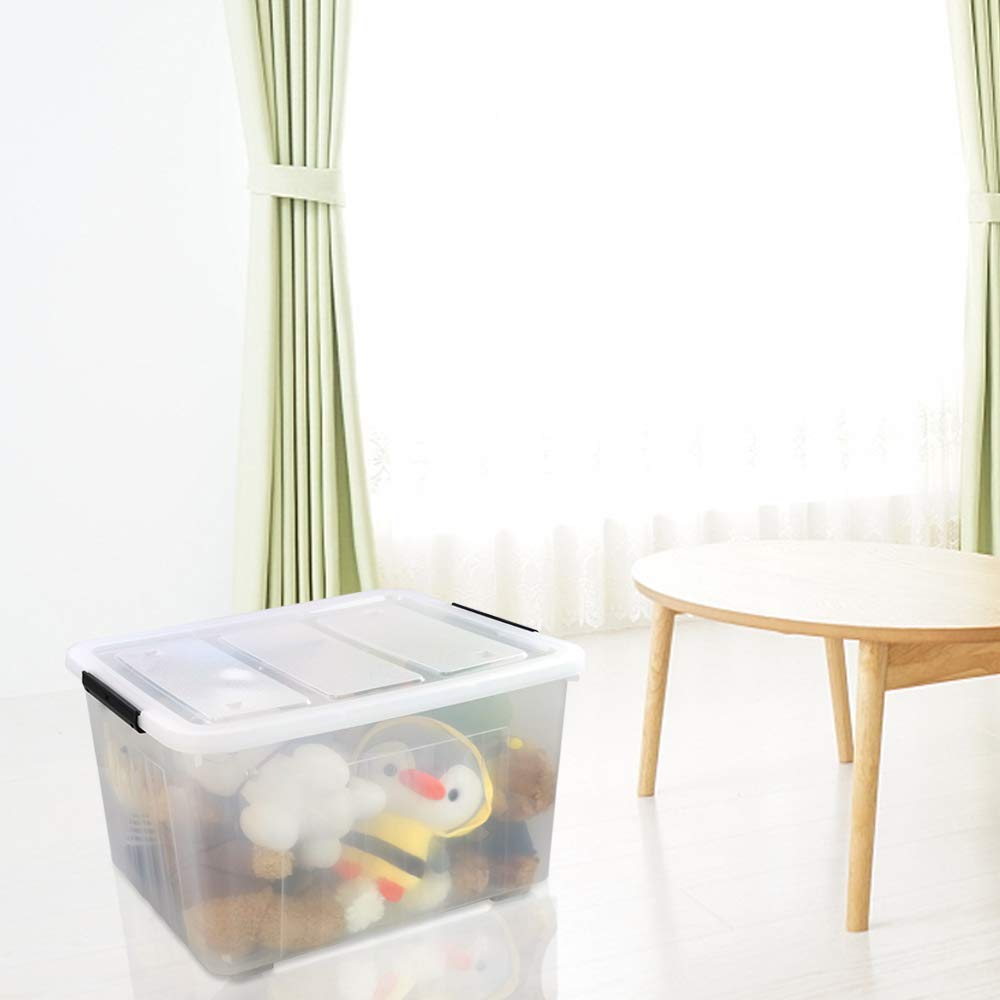 70 L Clear Plastic Large Storage Box with Wheels (4 Count)