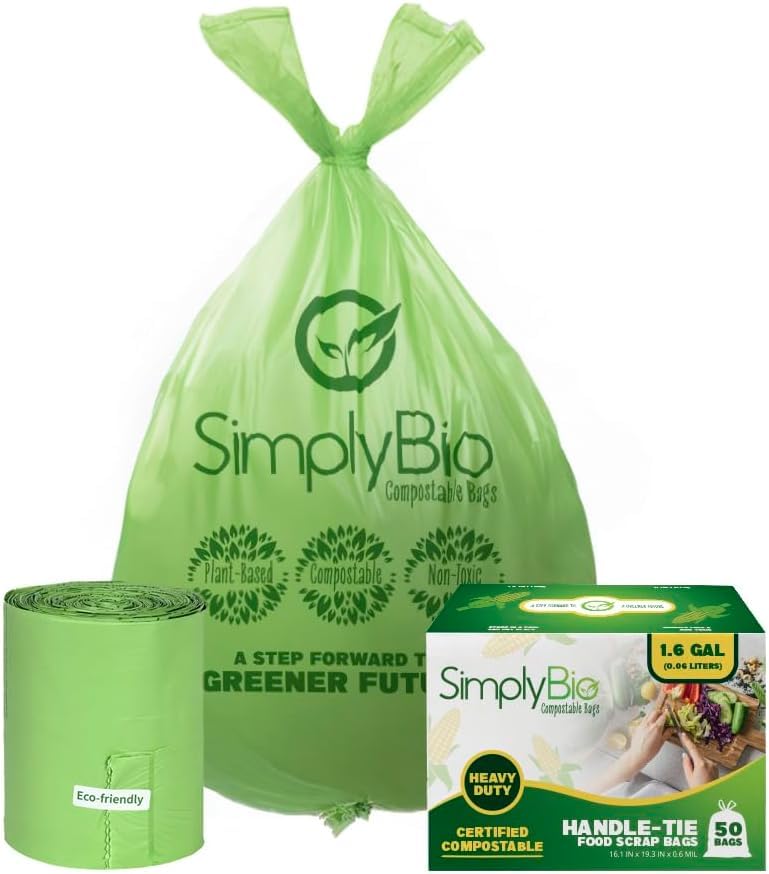 1.6 Gallon Compostable Trash Bags Handle (50 Count)