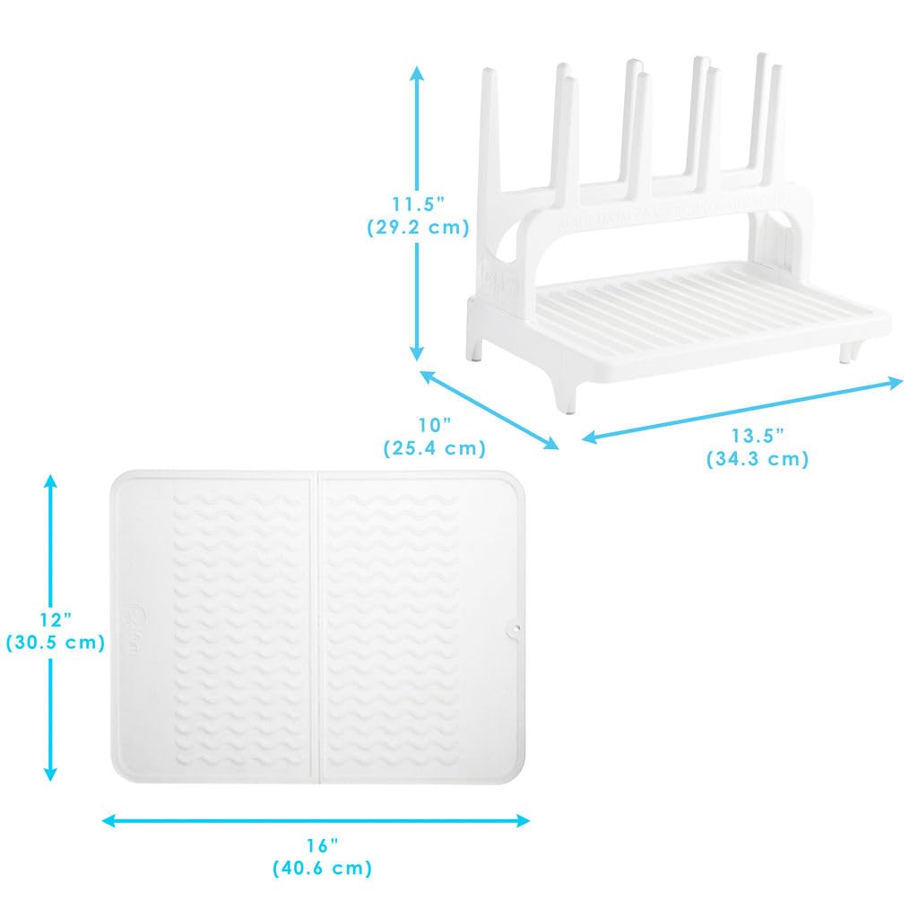 White Space Saving Drying Rack with Silicone Mat