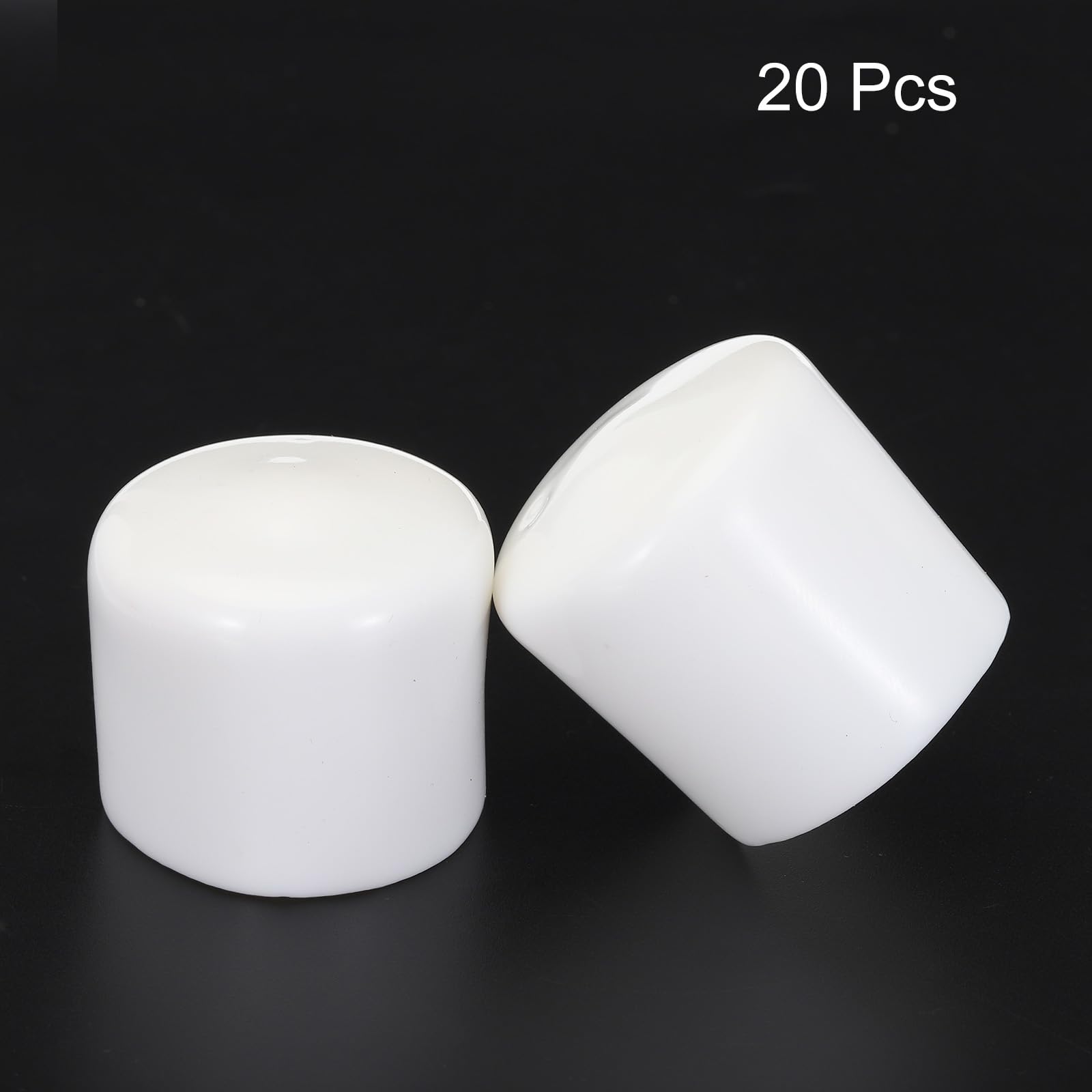 20pcs Rubber End Caps 29mm ID Vinyl Round Tube Bolt Cap Cover Screw Thread Protectors White