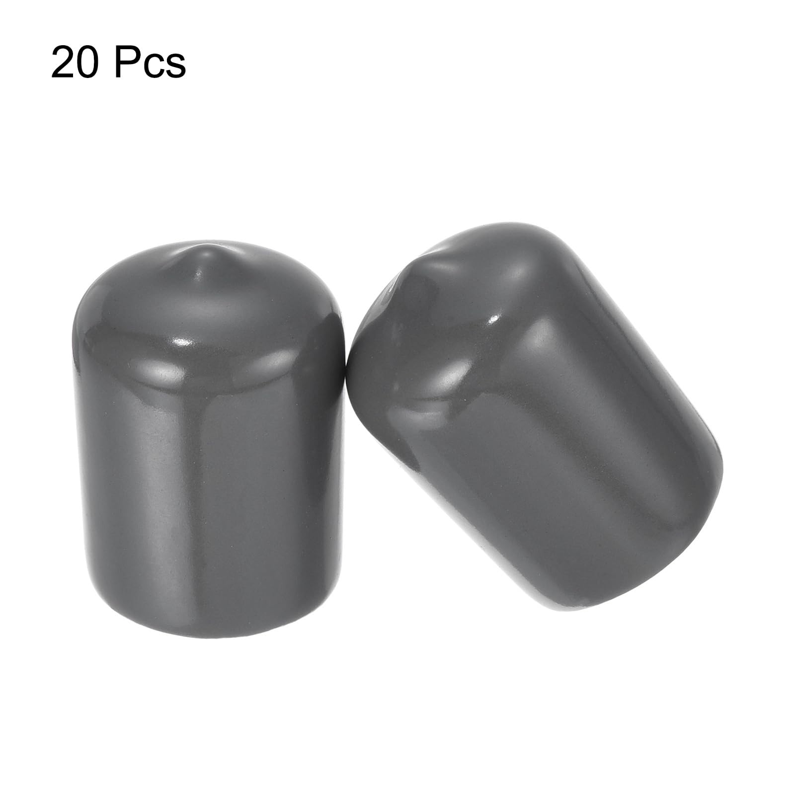 20pcs Rubber End Caps 16mm ID Vinyl PVC Round Tube Bolt Cap Cover Screw Thread Protectors Dark Grey