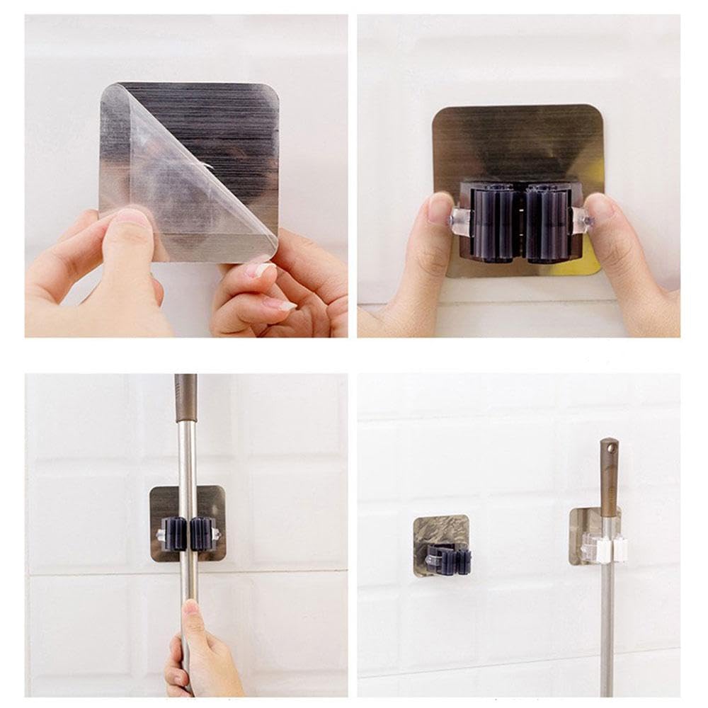 3 Pcs Wall Mounted Mop Holder Self (3 Count)