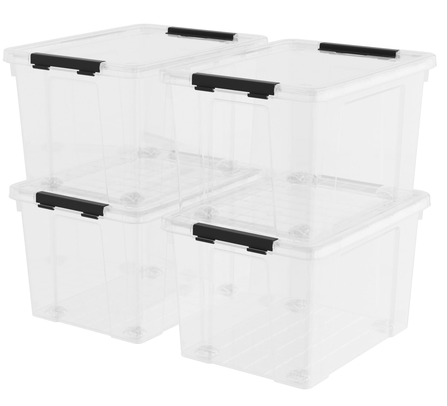 40 Quart Plastic Clear Latching Storage Bin with Wheels (4 Count)
