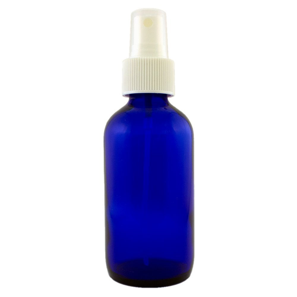 4 fl oz Cobalt Blue Glass Bottle with White Spray Cap (4 Fl Oz)