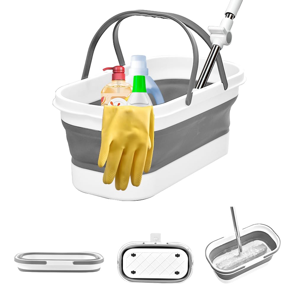 Collapsible Mop Bucket Basin Tub with Handle and Wheels
