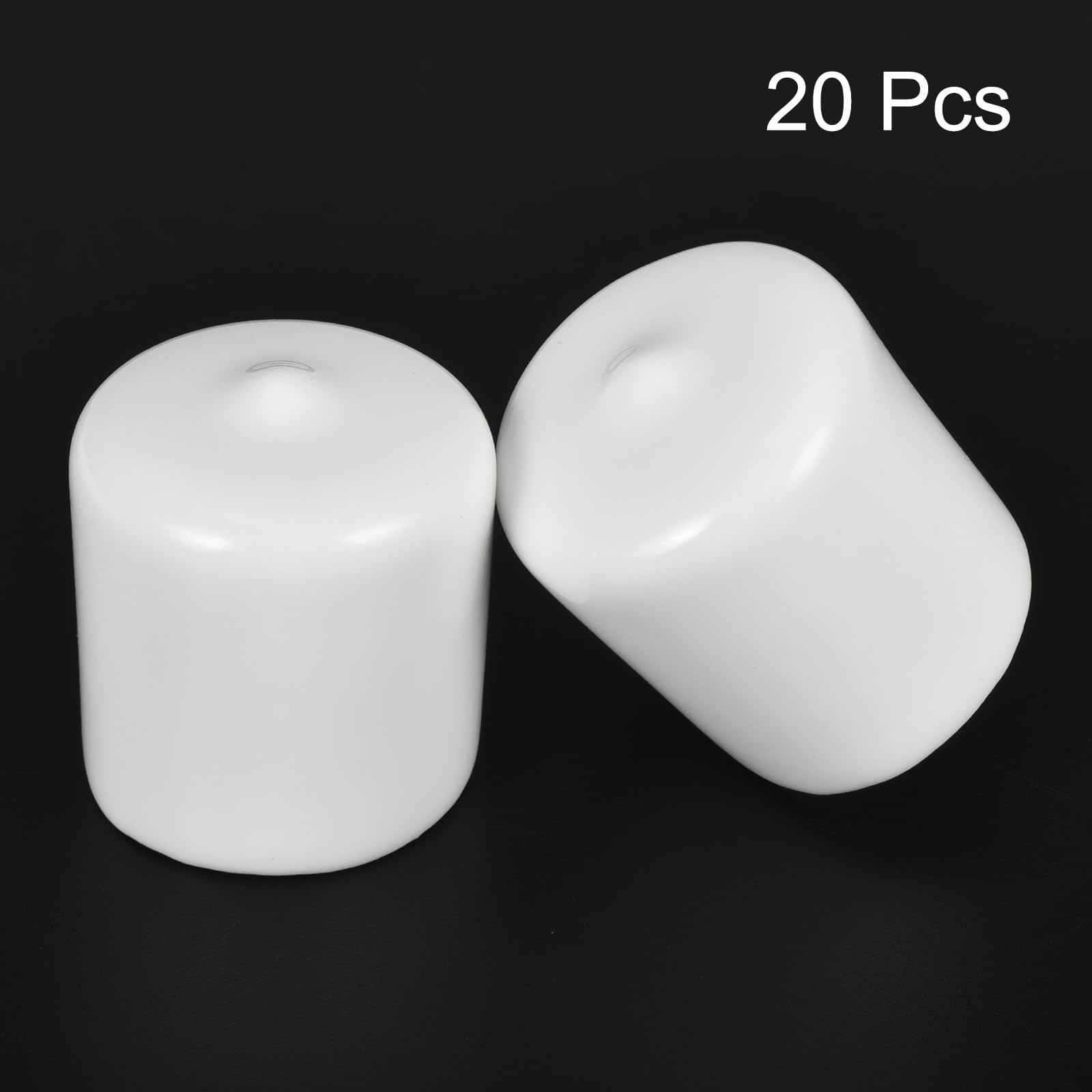 20pcs Rubber End Caps 26mm ID Vinyl Round End Cap Cover Screw Thread Protectors White