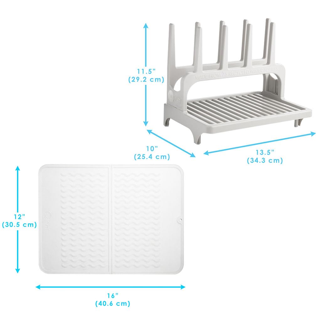 Gray Space Saving Drying Rack with Silicone Mat