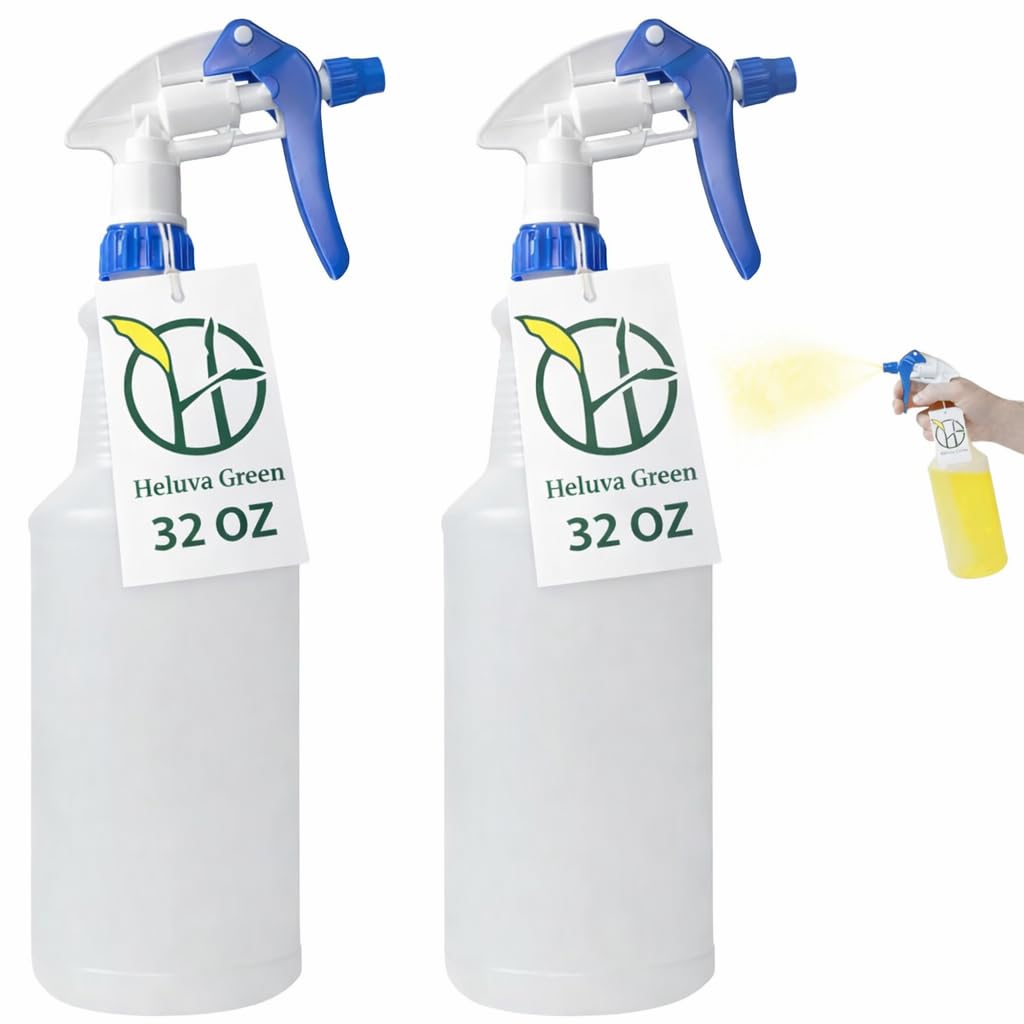 Heavy Duty 32oz Plastic Spray Bottles for Cleaning (2 Count)