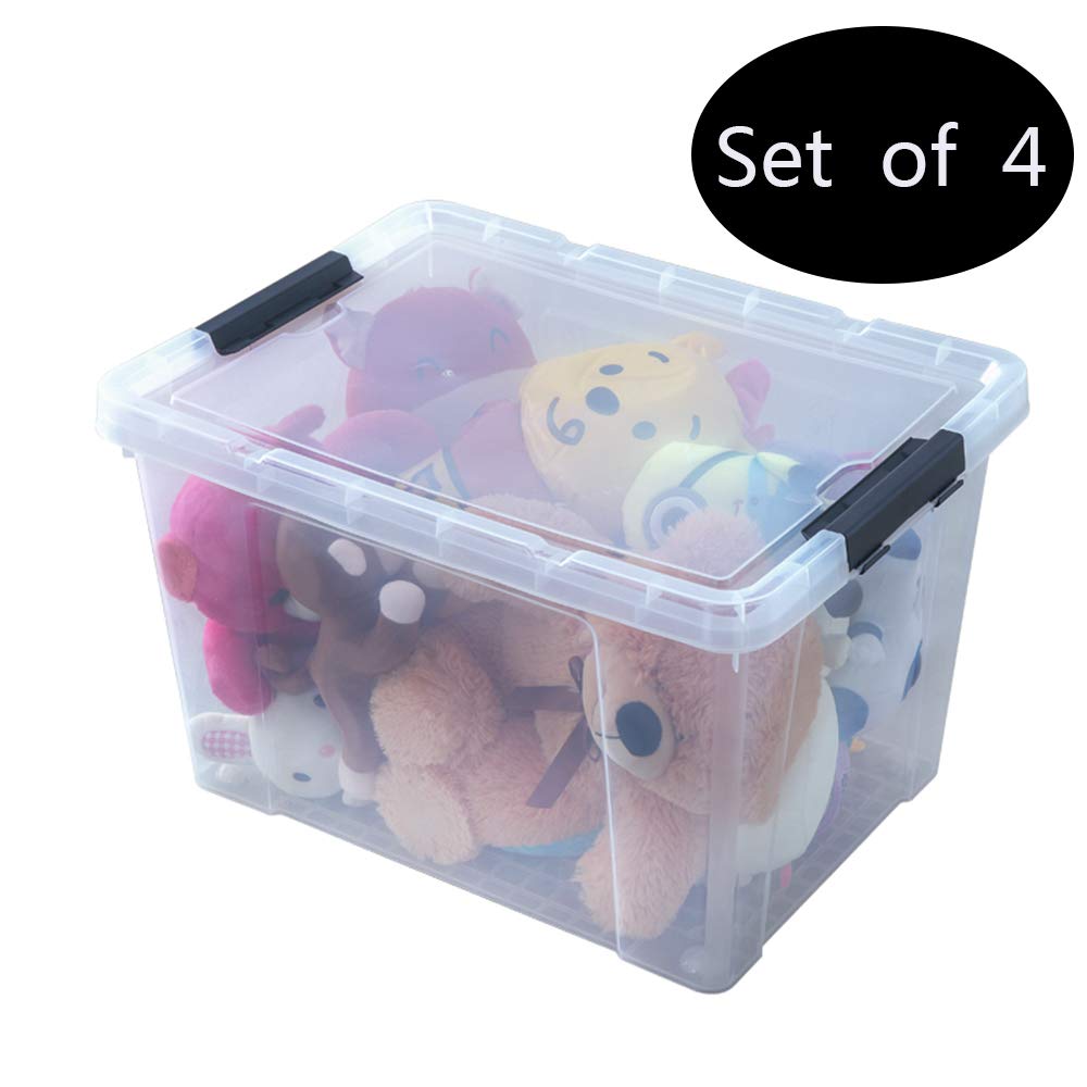 34 Quart Clear Lidded Container Tote (4 Count)