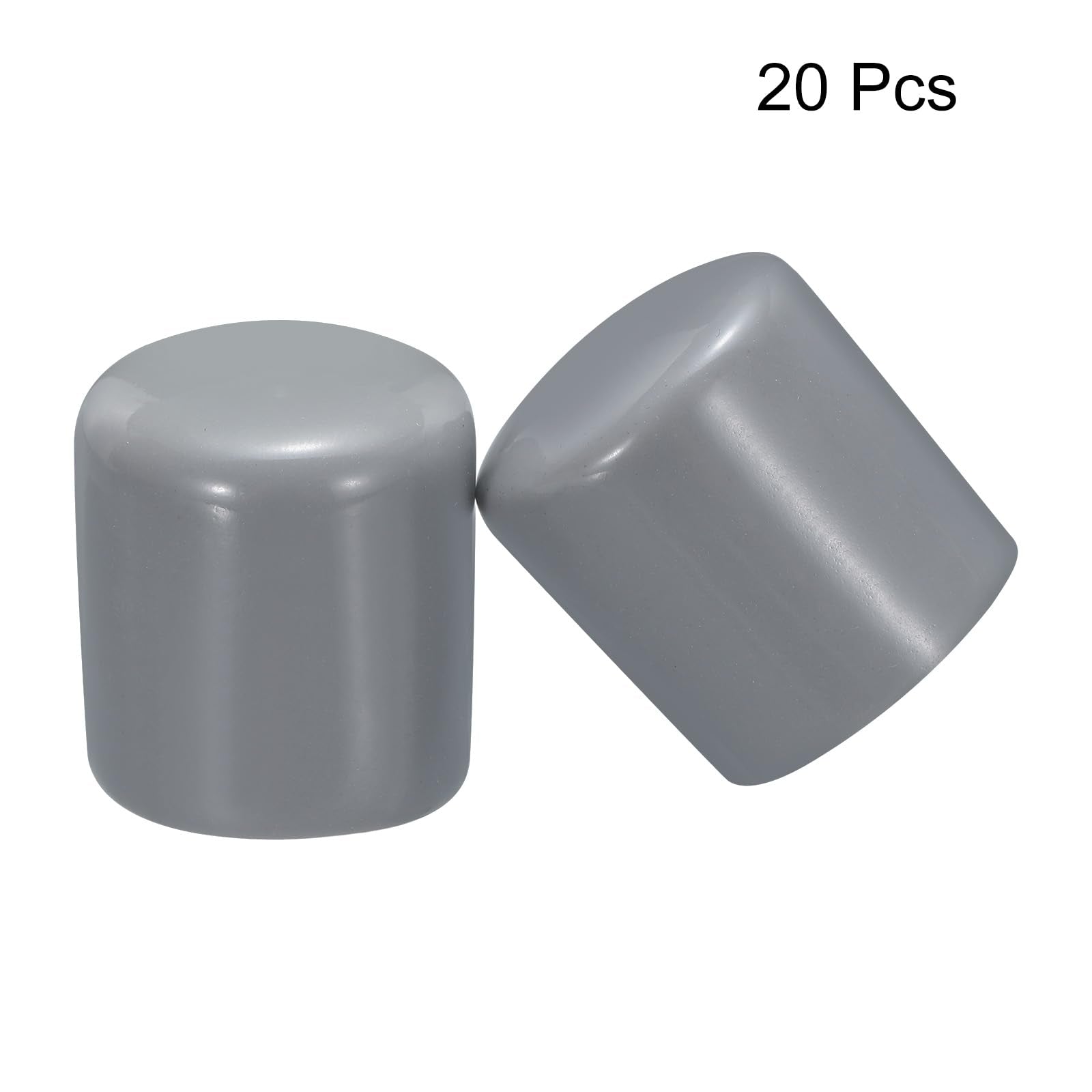 20pcs Rubber End Caps 30mm ID Vinyl PVC Round Tube Bolt Cap Cover Screw Thread Protectors Grey