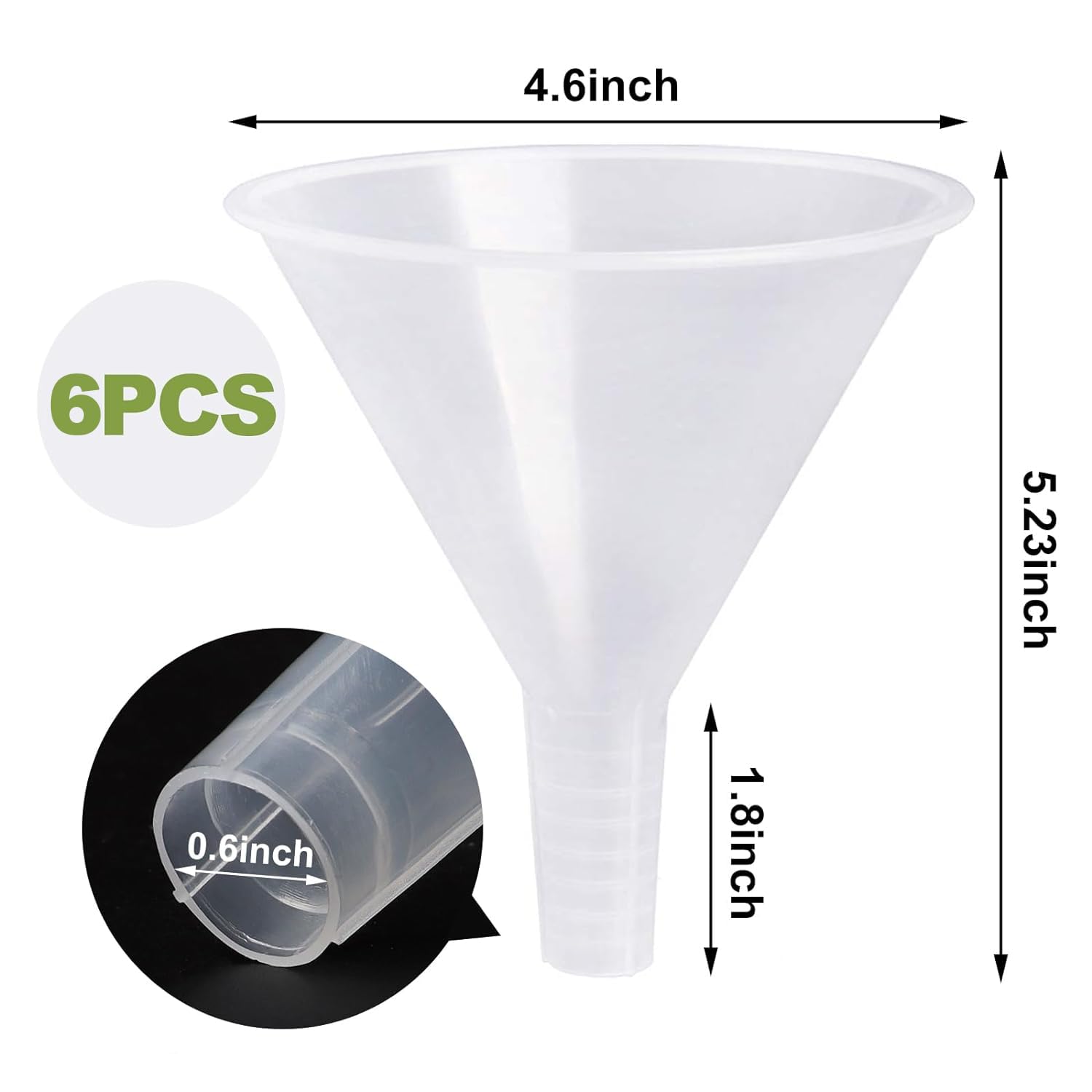 6 Pack Plastic Funnels (6 Count)