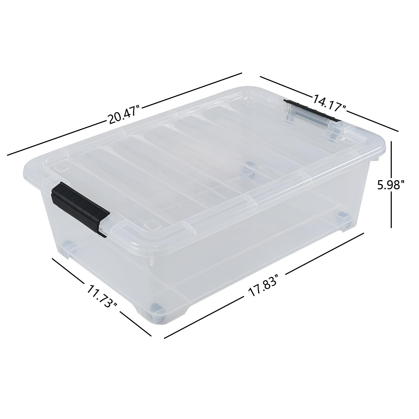 4 Pack 20 L Plastic Under Bed Storage Box with Lid (4 Count)