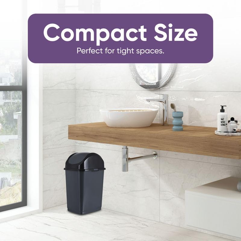 Kitchen Trash Can with Swing Top Lid 9 Gallon Slim Waste Bin 37 Qt Sturdy Plastic Garbage Can Medium Recycling Bin for Office (2 Count)