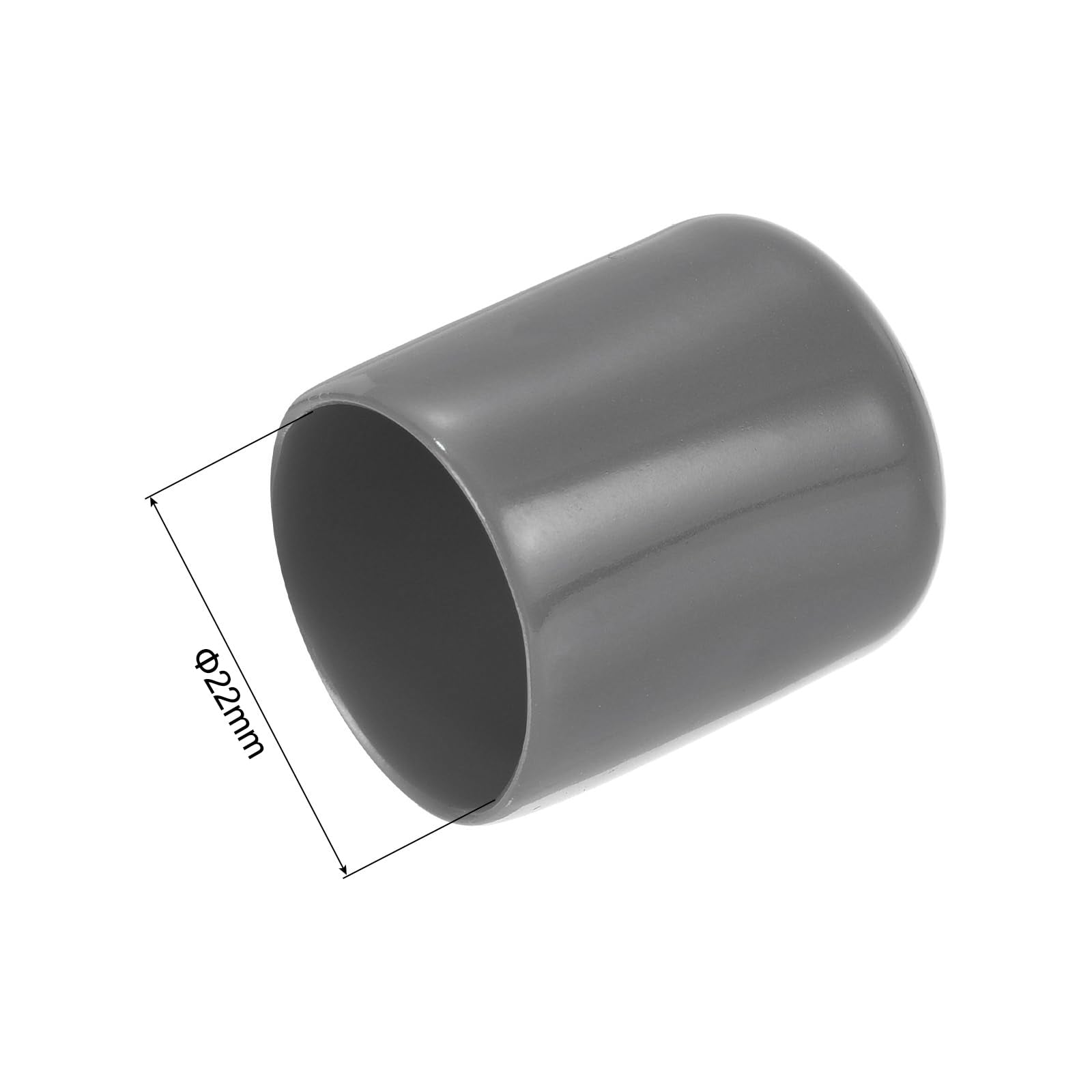 20pcs Rubber End Caps 22mm ID Vinyl PVC Round Tube Bolt Cap Cover Screw Thread Protectors Dark Grey