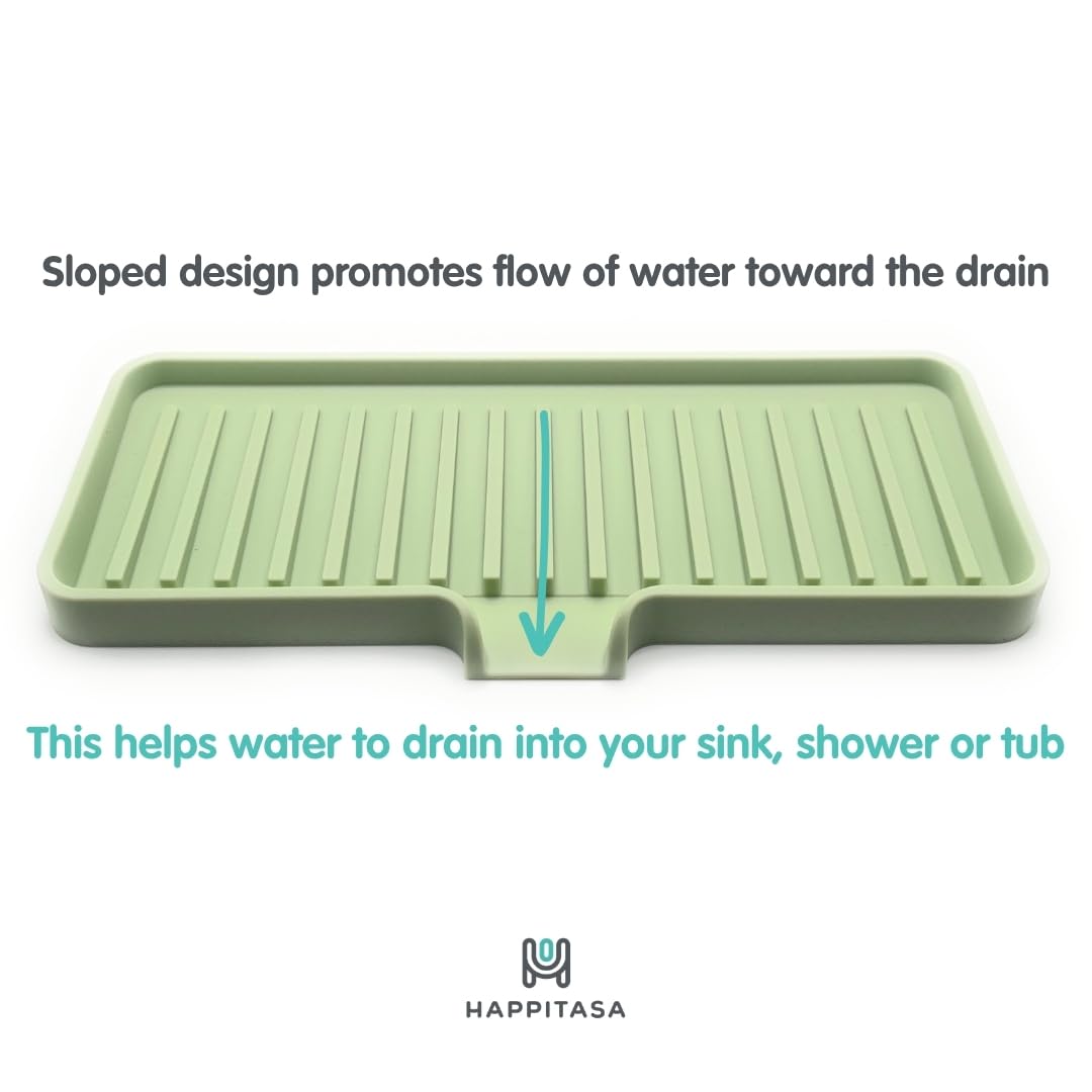 Silicone Soap Dish Tray and Sponge Holder with Drain Chute