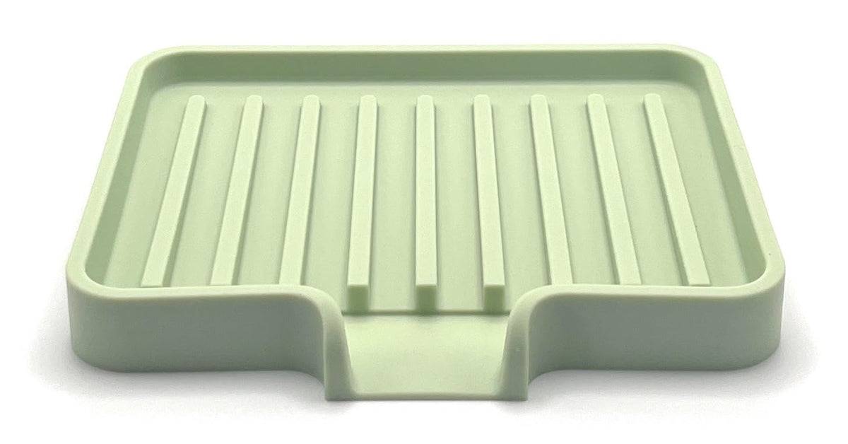 Silicone Soap Dish Tray and Sponge Holder with Drain Chute (2 Count)