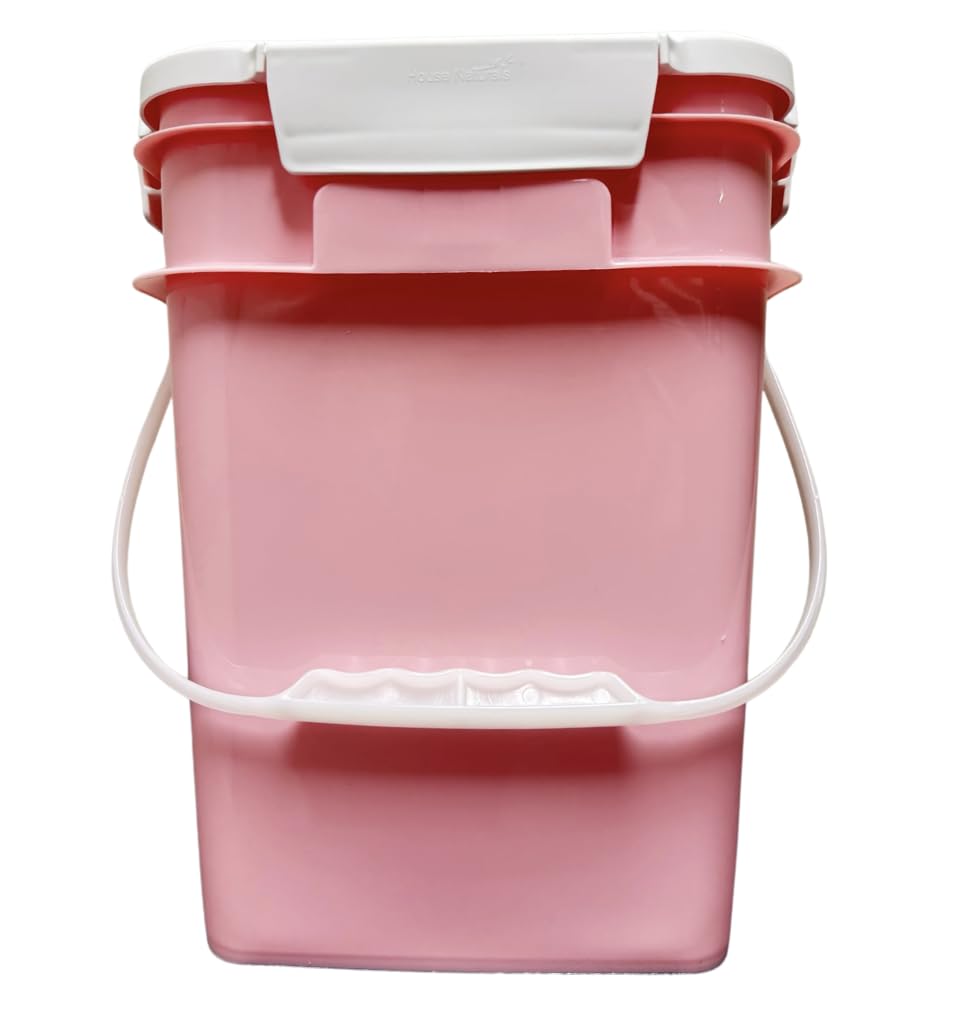 4 Gallon Square Food Grade Bucket Pail with Plastic Handles and Lid