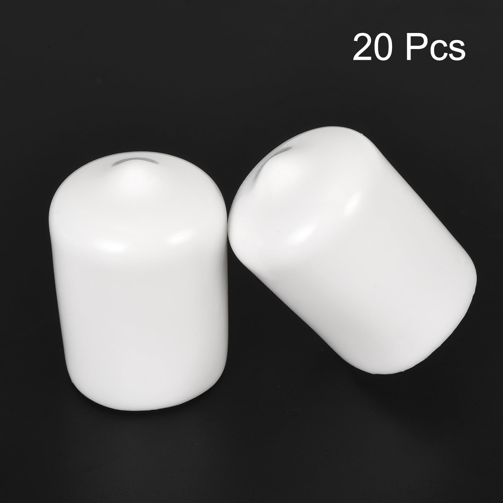 20pcs Rubber End Caps 16mm ID Vinyl Round End Cap Cover Screw Thread Protectors White