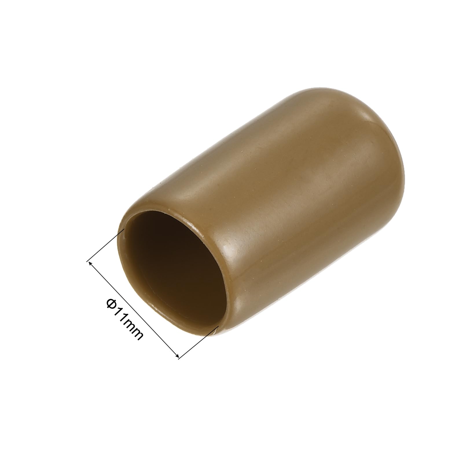 20pcs Rubber End Caps 11mm ID Vinyl PVC Round Tube Bolt Cap Cover Screw Thread Protectors Light Brown