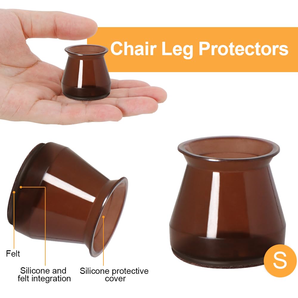 32 Pcs Chair Leg Floor Protectors for Hardwood Floors Brown Small (32 Count)
