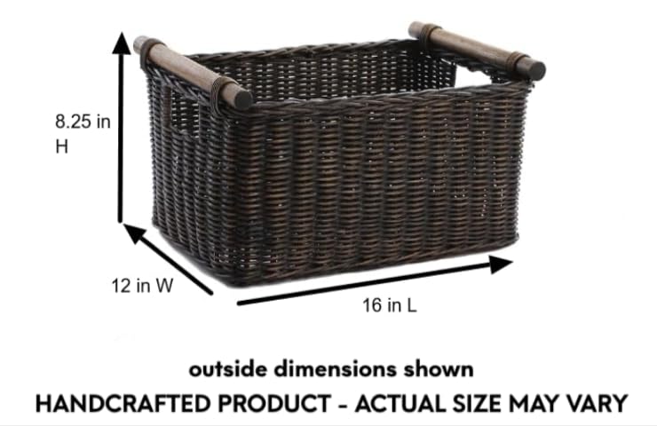 Pole Handle Wicker Storage Basket