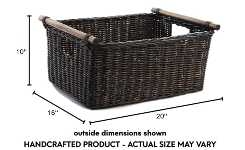 Pole Handle Wicker Storage Basket