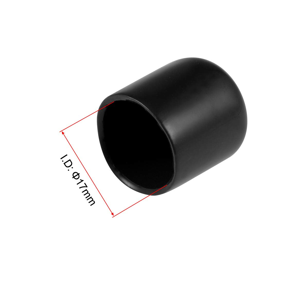 20pcs Rubber End Caps 17mm ID Vinyl Round Tube Bolt Cap Cover Thread Protectors Black (20 Count)