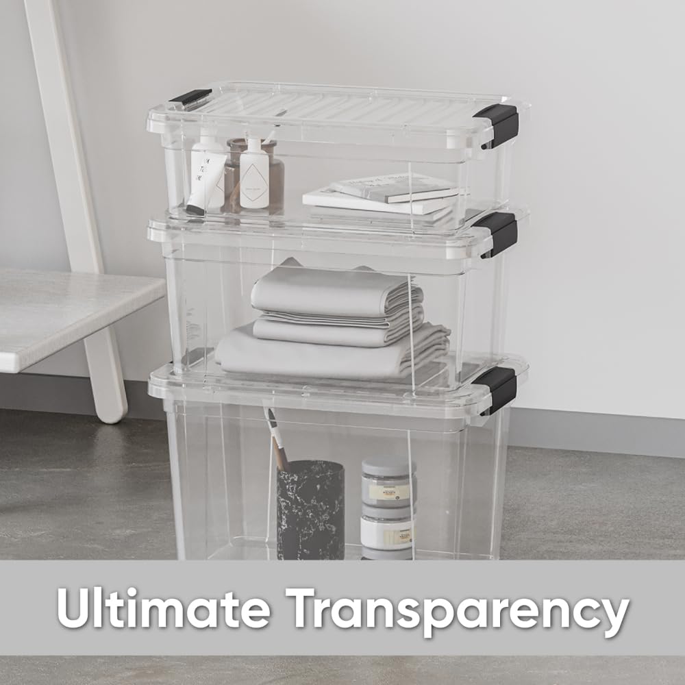 14.7 Quart Clear Plastic Storage Boxes with Lids (6 Count)
