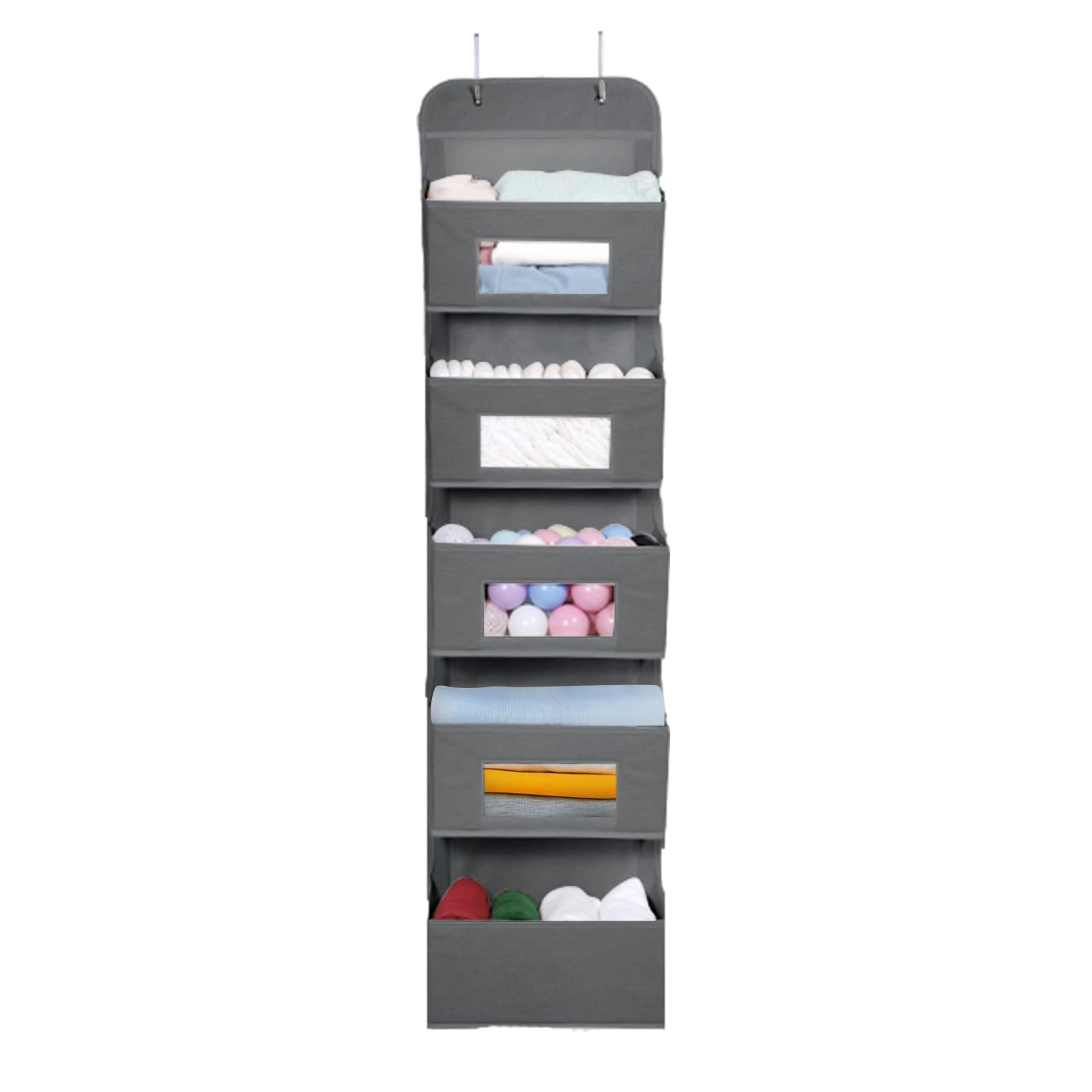 5 Shelf Over The Door Hanging Organizer with 2 Metal Hooks