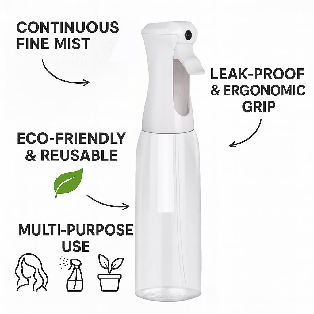 Continuous Mist Clear Spray Bottle 500ml Fine Mist for Hair