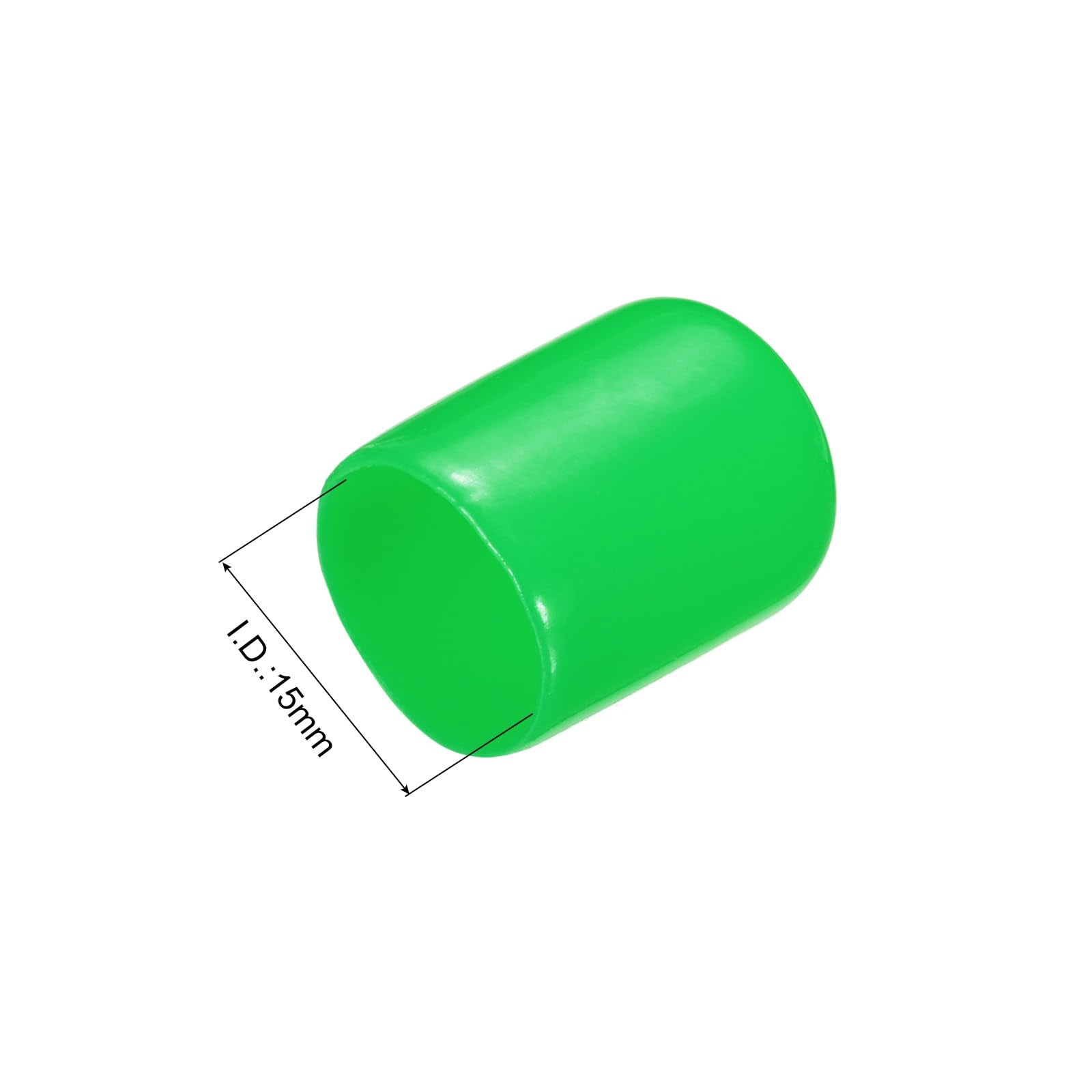 20pcs Rubber End Caps 15mm ID Vinyl PVC Round Tube Bolt Cap Cover Screw Thread Protectors Green